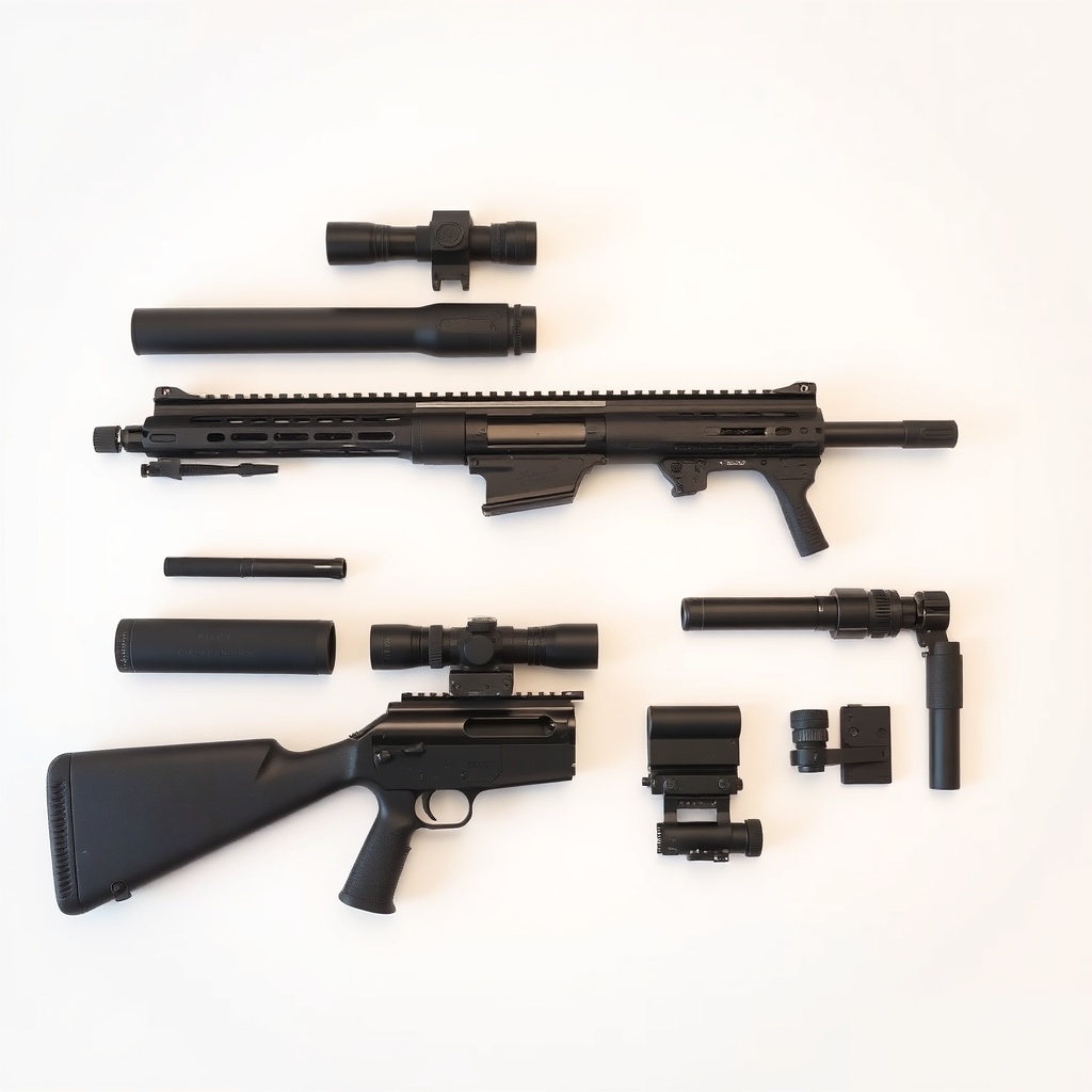 A clean overhead shot of a Benelli SBE3 disassembled into its major components (barrel