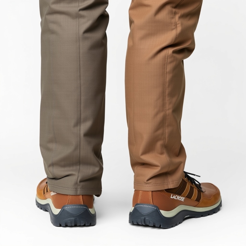 Close-up side-by-side of lower legs of Sitka Delta (left) and LaCrosse Aerolite (right) ag