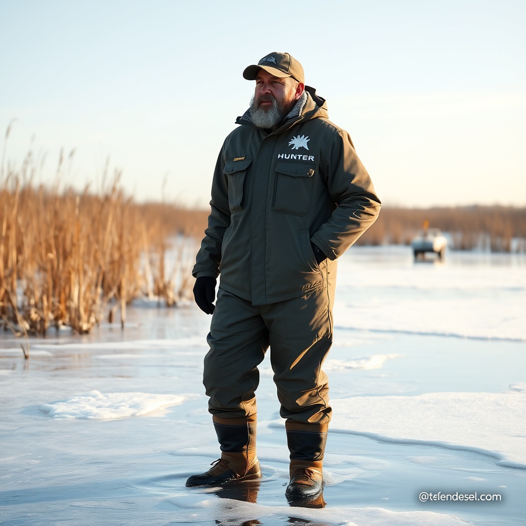 Photorealistic winter marsh scene